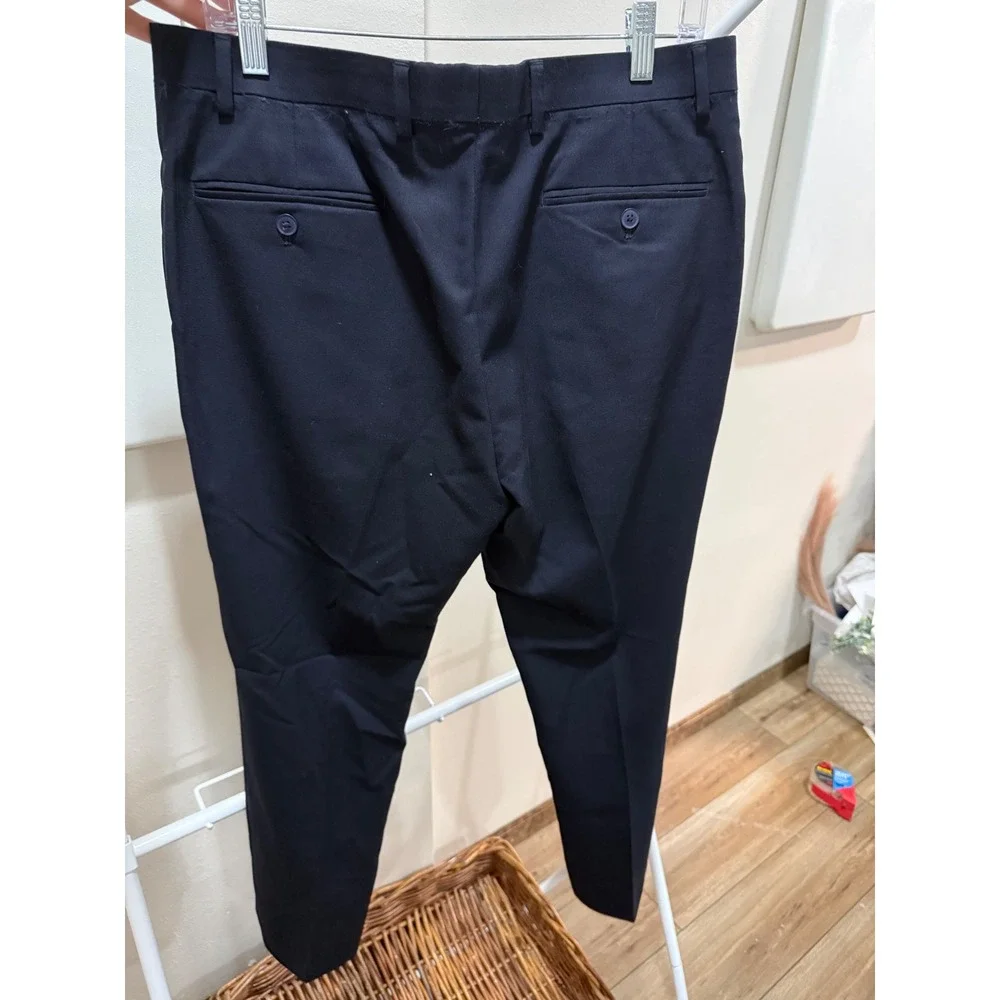 Tommy Hilfiger Mens Navy Blue Dress Pants Flat Front Stretch‎ Trousers 34W x 30L